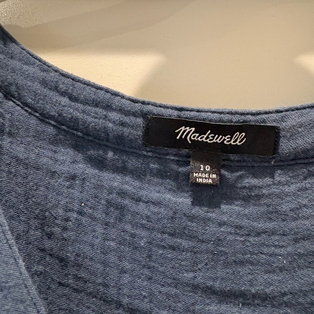 Madewell Blue Button-Front Tiered Midi Dress - Picture 3 of 3